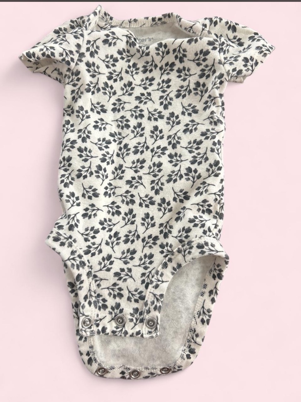 Carter's Cream One-Piece with Gray Floral Print